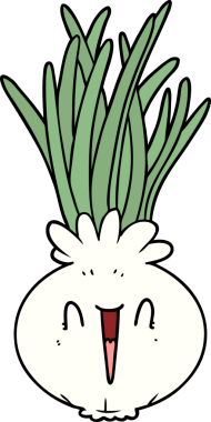 Bir insan tarafından çizilmiş karikatür soğanı.