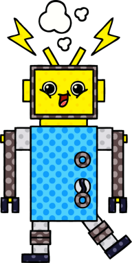 bir insan tarafından çizilmiş bir robotun çizgi roman tarzı