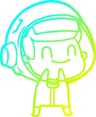 Bir insan tarafından çizilmiş mutlu bir astronotun soğuk gradyan çizimi.