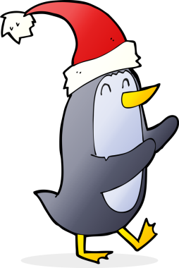 bir insan tarafından çizilmiş karikatür noel pengueni