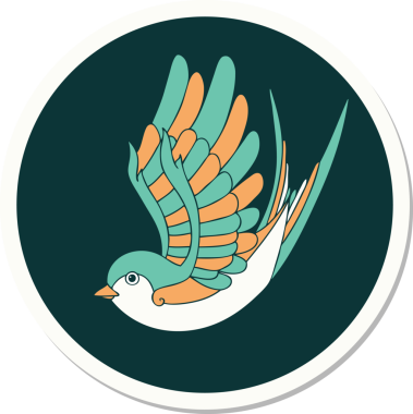 Bir insan tarafından çizilmiş geleneksel bir kırlangıç stili dövme çıkartması.