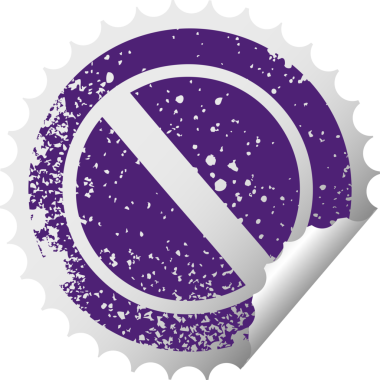 Bir insan tarafından çizilmiş izin verilmeyen işaretin sıkıntılı dairesel kabuk soyma etiketi