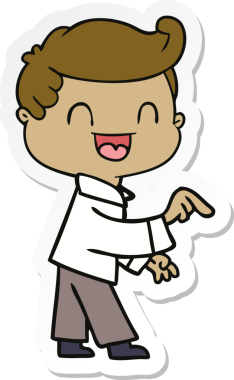 Bir insan tarafından çizilmiş mutlu bir adamın çıkartması.