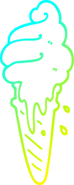 Bir insan tarafından çizilmiş dondurma külahının soğuk gradyan çizimi.