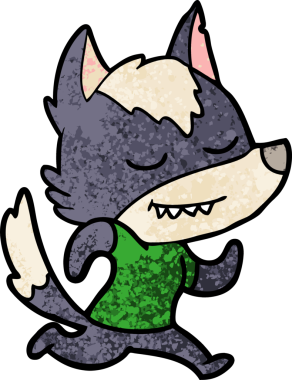 Bir insan tarafından çizilmiş dost canlısı bir kurt.