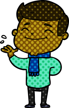 Bir insan tarafından çizilmiş mutlu çizgi film adamı.