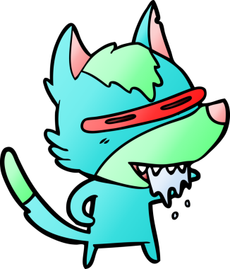 Bir insan tarafından çizilmiş aç kurt çizgi filmi.