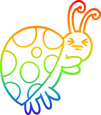 gökkuşağı gradyan çizgi çizimi bir insan tarafından çizilmiş uğur böceği