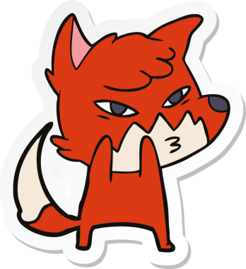 Bir insan tarafından çizilmiş akıllı bir tilkinin çıkartması.