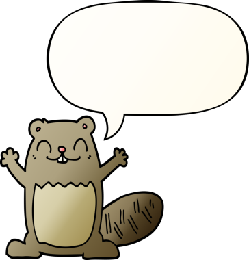 bir insan tarafından çizilmiş, konuşma baloncuklu çizgi film kunduzu.