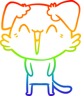 gökkuşağı gradyan çizimi bir insan tarafından çizilmiş mutlu küçük bir köpek çizgi filmi