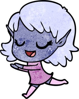 Bir insan tarafından çizilen mutlu elf kızı.