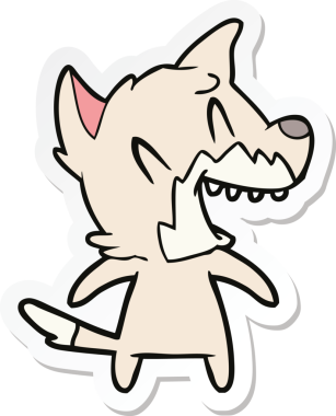 Bir insan tarafından çizilmiş gülen tilki çizgi filminin çıkartması.