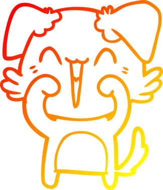 Bir insan tarafından çizilmiş mutlu, küçük bir köpek çizgi filmi.