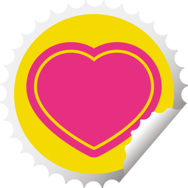 kalp grafik vektörü dairesel soyma etiketi bir insan tarafından çizilmiş