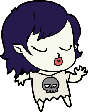 Bir insan tarafından çizilmiş şirin vampir kız çizgi filmi.