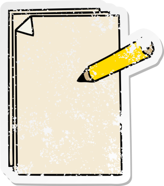 Bir insan tarafından çizilmiş garip bir el yazısı ve karikatür kağıdı.