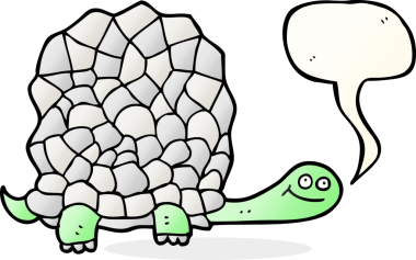 Bir insan tarafından çizilmiş serbest konuşma balonu karikatür kaplumbağası.