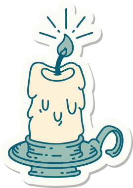 Bir insan tarafından çizilmiş dövme stili ürkünç erime mumu çıkartması.