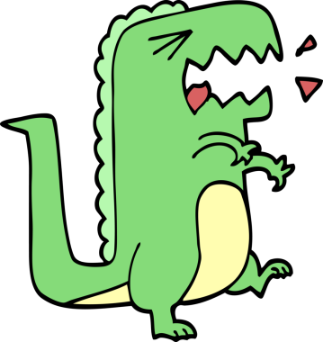 Bir insan tarafından çizilmiş kükreyen çizgi film karalaması.