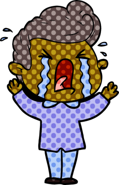 Bir insan tarafından çizilmiş ağlayan bir karikatür.