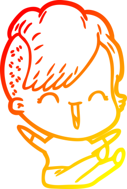 Bir insan tarafından çizilen mutlu bir hipster kızın çizgi çizimi.