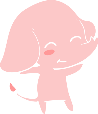 Bir insan tarafından çizilmiş düz renk çizgi film fili.