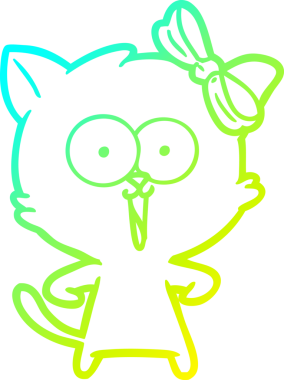 Bir insan tarafından çizilen çizgi film kedisinin soğuk gradyan çizgisi.