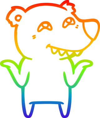 Bir insan tarafından çizilmiş dişleri gösteren karikatür kutup ayısının çizimi.