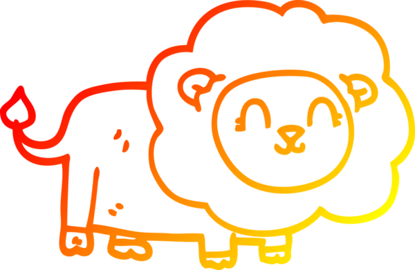 Bir insan tarafından çizilmiş mutlu bir aslanın çizgi çizimi.