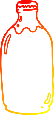 Bir insan tarafından çizilmiş süt şişesinin sıcak çizgi çizimi