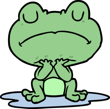 Bir insan tarafından çizilmiş su birikintisindeki kurbağa.