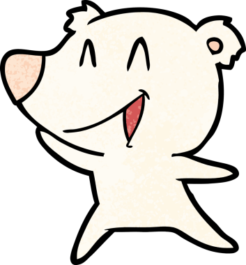 Bir insan tarafından çizilmiş gülen kutup ayısı çizgi filmi.