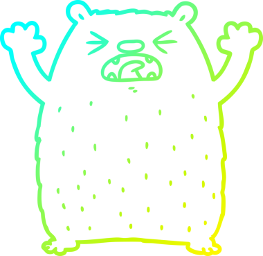 Bir insan tarafından kükreyen kutup ayısının soğuk çizgi çizimi.