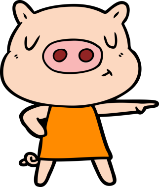 Çizgi film içerikli domuz bir insan tarafından çizilmiş.