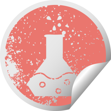 Bir insan tarafından çizilmiş bilimsel bir deneyin sıkıntılı dairesel soyma etiketi.