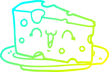 Bir insan tarafından çizilmiş bir çizgi film peynirinin soğuk gradyan çizimi