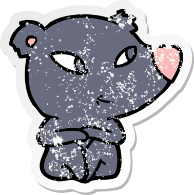 Bir insan tarafından çizilmiş şirin bir ayının sıkıntılı çıkartması.