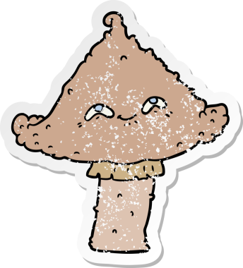 Bir insan tarafından çizilmiş karikatür mantarının sıkıntılı çıkartması.