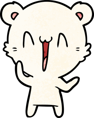 Bir insan tarafından çizilmiş gülen kutup ayısı çizgi filmi.