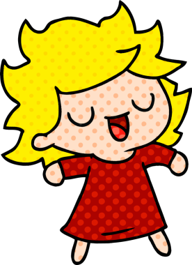 Bir insan tarafından çizilmiş tatlı bir kawai kızının serbest çizimi.