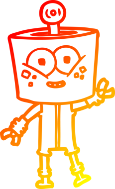 Bir insan tarafından çizilmiş mutlu bir çizgi robot çizimi