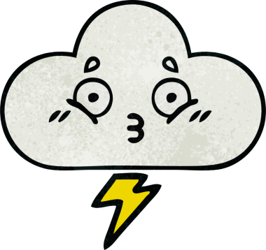 Bir insan tarafından çizilmiş bir gök gürültüsü bulutunun retro grunge desen çizimi