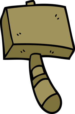 Bir insan tarafından çizilmiş ahşap çekiç.