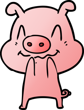 Bir insan tarafından çizilmiş sinirli çizgi film domuzu.