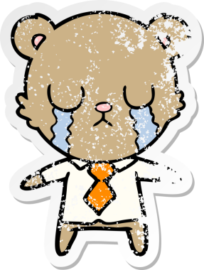 Bir insan tarafından çizilmiş ağlayan çizgi film ayısının sıkıntılı çıkartması.