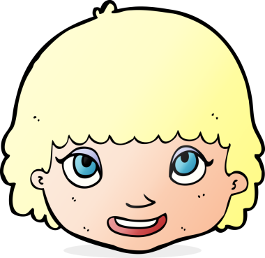 Bir insan tarafından çizilmiş mutlu kadın yüzü.