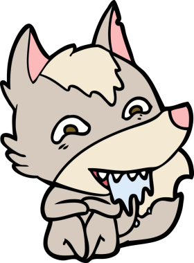 Bir insan tarafından çizilmiş aç kurt çizgi filmi.