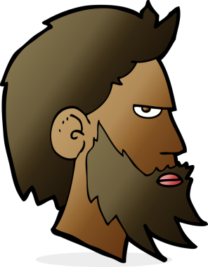 Bir insan tarafından çizilmiş sakallı bir çizgi film adamı.