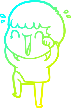 Bir insan tarafından çizilmiş gülen bir çizgi film karakterinin soğuk gradyan çizgisi.